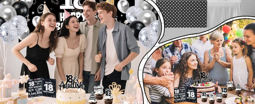 Birthday Party Supplies, Black Birthdays Decorations (18th)