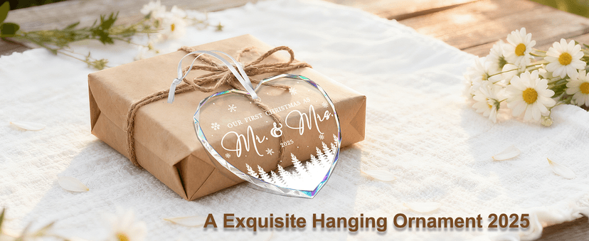 First Christmas Married Ornament 2025, Mr and Mrs Gifts, Wedding Gift for Couples 2025, Newlyweds, Glass Christmas Ornaments 2025, Bridal Shower Gift, Just Married Xmas Hanging Ornament