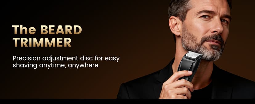 Men's Beard Trimmer-All-in-One Mustache Trimmer for Men with 20 Length Adjustable, Stainless Steel T-Blade for Precision Facial Hair Trimming Cordless IPX7 Waterproof Wet/Dry Clipper,LED Display