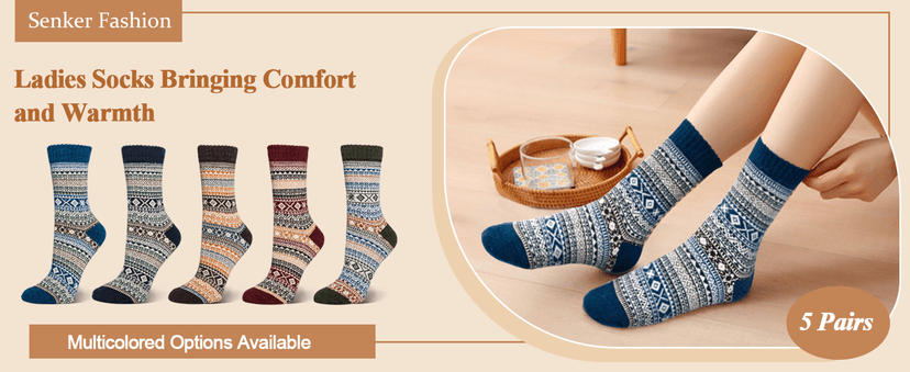 Senker Fashion Womens Wool Socks, Stocking Stuffers Gifts for Women Men Warm Soft Crew Boot Sock for Winter Hiking