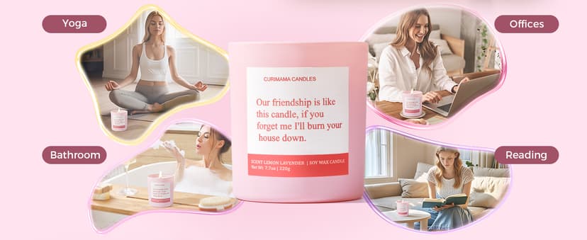 Birthday Gifts for Women Best Friends, Funny Birthday Gift for Sister Friendship, Cool Bestie Gift Ideas for Women Females Bestie, Lemom Lavender Scented Candles 7.7oz