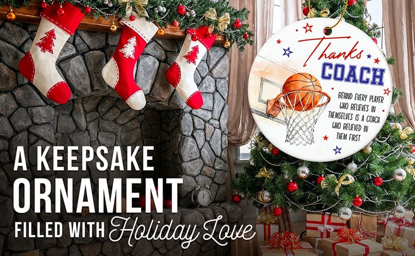 ZAGKOO Basketball Coach Ornament 2025 - Coaches Christmas Ornaments for Men and Women - Basketball Coach Gifts - Sports Thank You and Appreciation Gift Ideas - Ceramic Xmas Tree Ornament Decoration