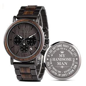 2win Engraved Wooden Watch for Boyfriend My Man Fiancé Husband Customized Personalized Wood Watches for Men Birthday Anniversary Personalized Watch