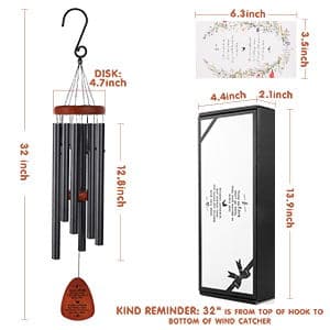 Memorial Wind Chimes for Outside, Sympathy Gift for Loss of Loved One Mom Dad, Ideal for Funeral, Remembrance & Bereavement, Outdoor Use