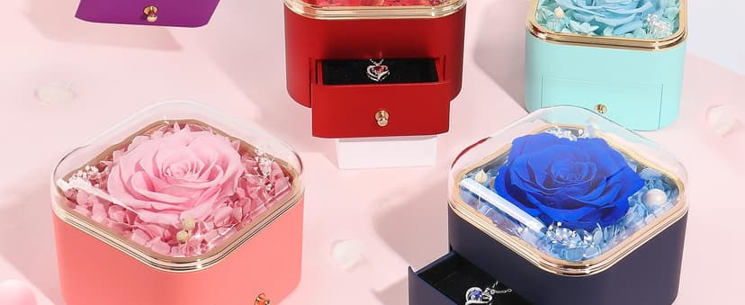 Beferr Birthday Gifts for Women Mom Preserved Real Rose with Necklace Eternal Roses Fresh Flowers for Delivery Prime anniversary Purple Gifts for Grandma Wife Daughter Sister