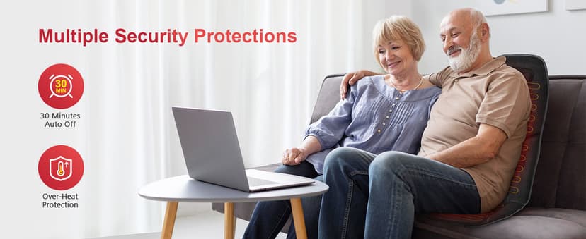 COMFIER Back Massager Seat Cushion with Heat,10 Vibration Motors, Massage Chair Pad,Chair Massager for Pain Relief at Office/Home,Christmas Gifts for Men Women