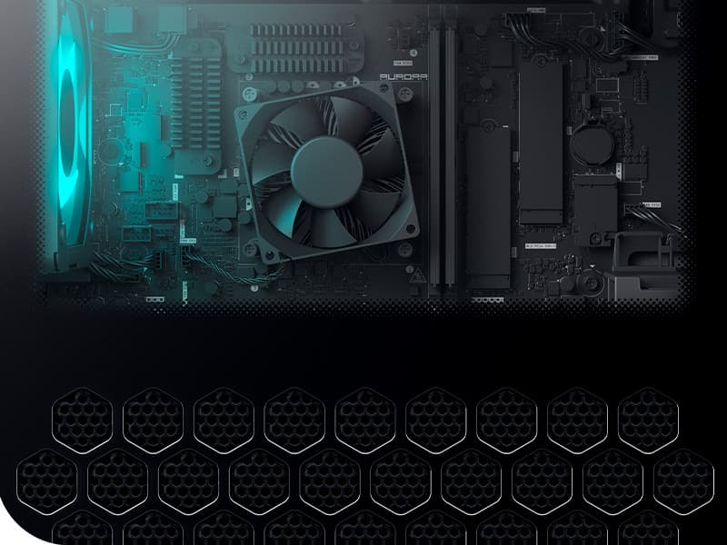 Alienware Aurora Gaming Desktop ACT1250 - Intel Core Ultra 9 285 Processor, Liquid Cooled, NVIDIA GeForce RTX 5080, 32GB DDR5 RAM, 1TB SSD, 1000W Platinum Rated PSU, Win 11 Home - Clear Panel