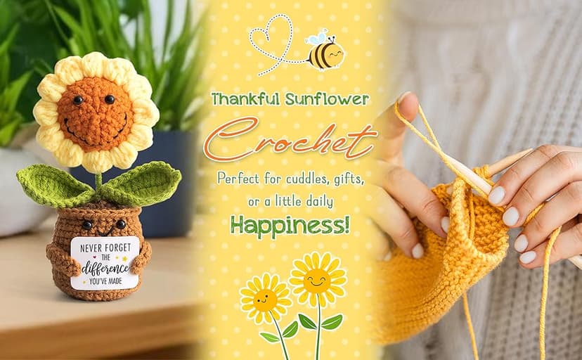 Christmas Thank You Gifts for Women, Nurse, Coworkers, Teacher, Boss, Retirement Farewell Going Away - Emotional Sunflower Support Crochet - Never Forget The Difference You Make Gifts