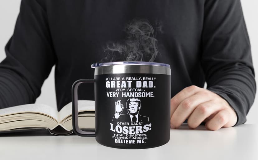 Fathers Day Dad Gifts from Daughter Son,Christmas Birthday Gifts for Step Dads Father in Law Him Bonus Daddy,Gift for Men Papa Grandpa Uncle Stepdad,14 oz Black Tumbler Mug