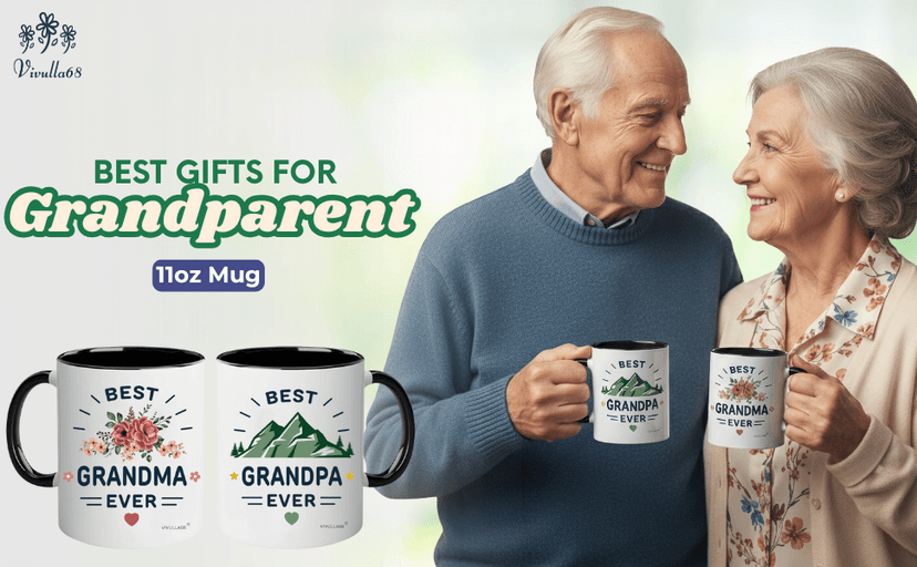Vivulla68 Christmas Gifts For Grandparents Mug Set 11Oz, Best Grandparents Ever Gifts, Present for Grandma Grandpa Cups, Gift Ideas From Grandkids, Grandchildren, Baby Reveal for Nana Papa