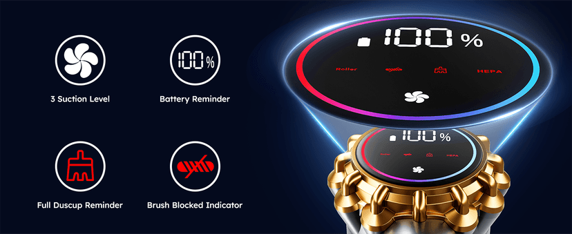 Cordless Vacuum Cleaner,Upgraded 550W 45KPA 60Mins Vacuum Cleaners for Home,Self-Standing Stick Vacuum with LED Display,8 in 1 Lightweight Anti-tangle Wireless Vacuum for Pet Hair Carpet Hard Floors