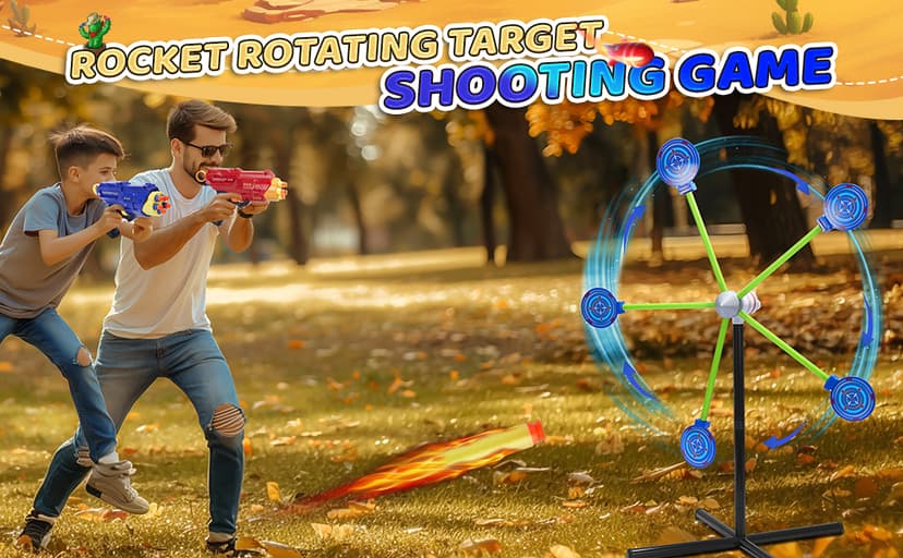 2-Player Shooting Game Toy,Foam Dart Toy Gun with Auto Reset Rotating Shooting Target,Ideal Gift for Kids Ages 4, 5, 6, 7, 8,9,10+