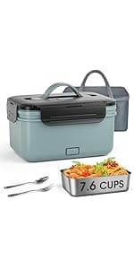 Electric Lunch Box Food Heater, 60-80W Heated Lunch Box for Adults, 12V 24V 110V Portable Food Warmer LunchBox for Car Truck Work with 304 Stainless Steel Container, Driver Trucker Gifts for Dad