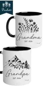 Vivulla68 Christmas Gifts For Grandparents Mug Set 11Oz, Best Grandparents Ever Gifts, Present for Grandma Grandpa Cups, Gift Ideas From Grandkids, Grandchildren, Baby Reveal for Nana Papa