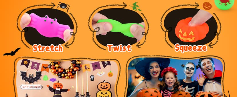 OCATO 30Pcs Halloween Mochi Squishy Toys Halloween Party Favors for Kids Halloweens Toys for Trick or Treat Bulk Non Candy Halloweens Treats Gift Goodie Bags Fillers Party Supplies for Kids Boys Girls