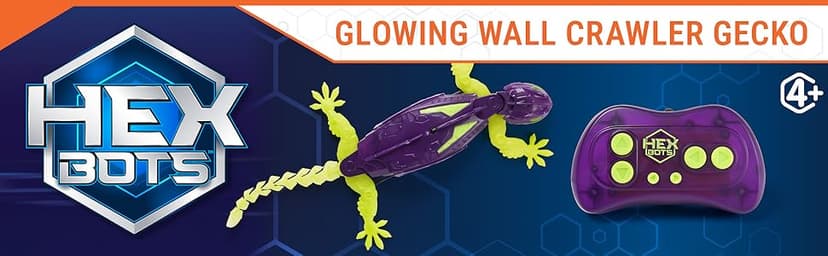 HEX BOTS Glow-in-The-Dark Gecko with Official Wall Climber Technology, Rechargeable Remote Control Robot Kids Toys, Prank Toys for Boys & Girls Ages 4 & Up