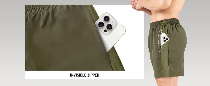 Men's 5" Running Shorts 2 Pack Quick Dry Athletic Workout Gym Shorts with Zipper Pockets