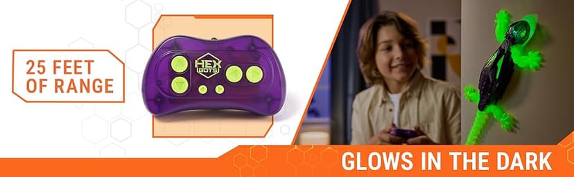 HEX BOTS Glow-in-The-Dark Gecko with Official Wall Climber Technology, Rechargeable Remote Control Robot Kids Toys, Prank Toys for Boys & Girls Ages 4 & Up