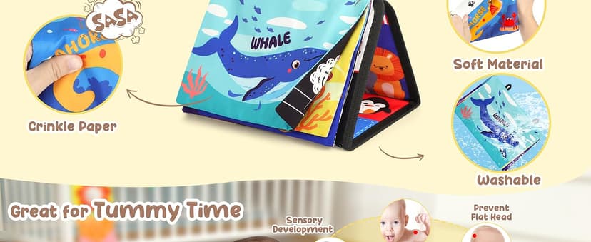 URMYWO Tummy Time Toy - Black and White High Contrast Baby Toys for Newborn - Baby Visual Stimulation Mirror - Montessori Sensory Crinkle Toy for Infant 0-3-6-12 Months - Shower Gift for Boy Girl