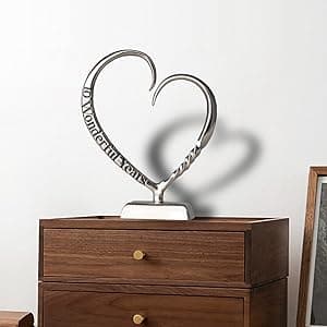 10 Year Anniversary Tin Gifts for Her Him Gift 10th Wedding Anniversary for Couples Wife Husband Men, Hand Forged Tin Aluminum Heart Art Keepsake Home Decor Artwork