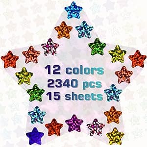 2340 Pack Holographic Star Stickers for Kids Reward,0.6“ Sparkly Small Star,Behavior Chart, School Classroom Student Teacher Supplies