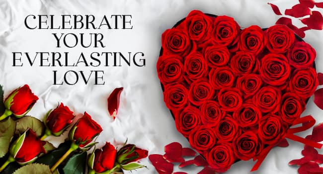 16 Flower Forever Heart Shape Box - Preserved Roses Gift for Her, Preserved Flowers, Red