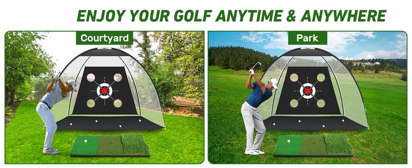 Golf Net with Practice Mat,Golf Hitting Aid Nets 10x7FT for Backyard Driving Chipping Training Swing with Target Mat Balls for Outdoor Indoor,Gifts for Men Dad Him and Golfer