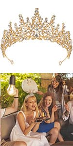 CIEHER 50th Birthday Crown + 50 & Fabulous Sash+Pearl Pin Set, Tiara, 50th Gifts, Decorationsfor Women Friends, Happy Party Favor Supplies