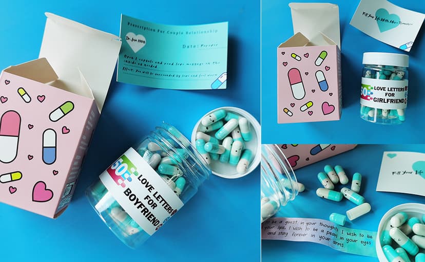 Gifts For Girlfriend Prewritten Message In Capsule Lovely Notes Birthday Anniversary Valentines Day Gifts for Her (Light Blue Girlfriend 50pcs)