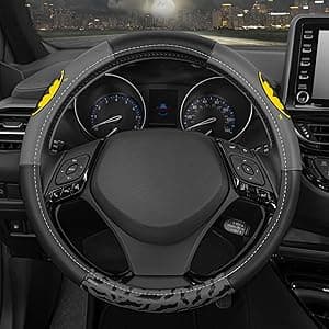 BDK Warner Bros DC Comics Batman Steering Wheel Cover - Ergonomic Grip, Universal Size 14.5-15.5 in, Protects and Insulates Your Wheel, Car Accessories for Car, Truck, Van, SUV