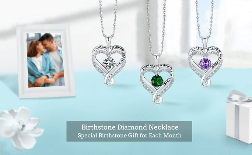 Jewelry for Women Wife Infinity Heart Birthstone I Love You Necklace S925 Anniversary Women Necklaces for Her Wife Birthday Gift Ideas, Birthday Present for Girlfriend Mom Daughter Sterling Silver