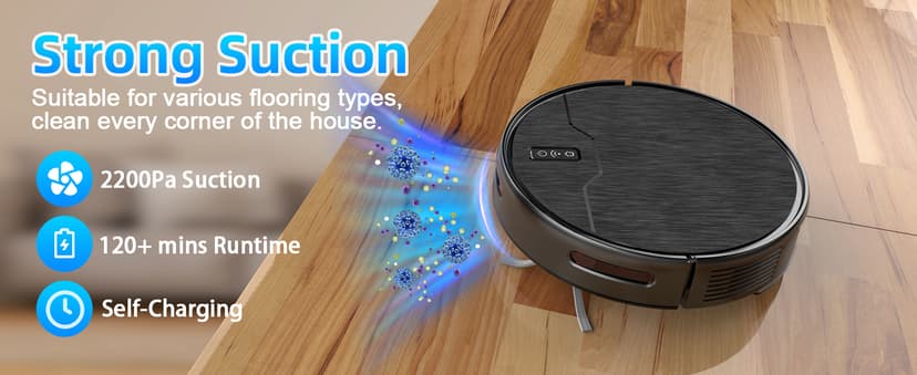 Robot Vacuum and Mop Combo, Robot Vacuum Cleaner, 6 Cleaning Modes, Large Capacity Water Tank Dustbin, Self-Charging, WiFi/App/Alexa, Ideal for Hard Floor, Carpet, Pet Hair