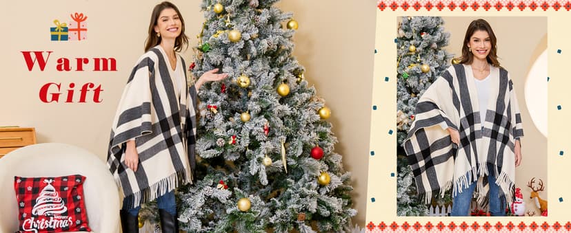 Moss Rose Women's Shawl Wrap Poncho Ruana Cape Open Front Cardigan Shawls for Fall Winter