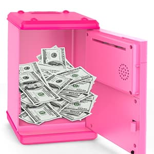 Pink Piggy Bank for Kids with Password Code Lock and Auto Grab Bill Slot, PhilaeEC Real Money Cash Coin Can Saving Box Electronic Money Safe Bank, Hot Gift for 4 7 8 9 10 11 Year Old Boys Girls