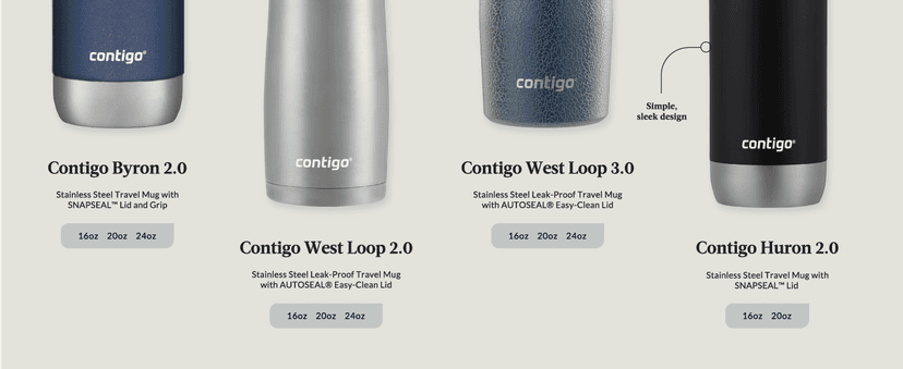 Contigo Byron Vacuum-Insulated Stainless Steel Travel Mug with Leak-Proof Lid Reusable Coffee Mug or Water Bottle BPA-Free 16oz Licorice Keeps Beverages Hot for 6 Hours or Cold for 12 Hours