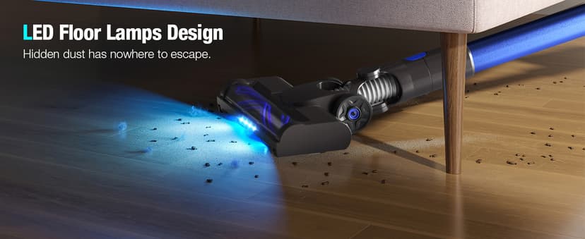 Cordless Vacuum Cleaner, 550W 45KPA 50Min Vacuum Cleaners for Home, Self-Standing Stick Vacuum with Touch Screen, 3 Power Modes, Rechargeable Battery, Handheld Vacuum for Pet Hair Carpet Floor