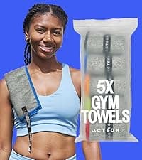 Acteon Microfiber Gym Towels 5 Pack, Quick Dry Silver ION Odor-Free Sweat Towel, Super Absorbent Fast Drying for Men & Women, Workout, Yoga, Running, Hiking, Travel – 16x30.5 Inch