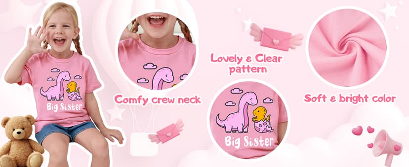 Funnycokid Big Sister Little Brother Matching Outfits Toddler Girl Shirt Newborn Boys Clothes