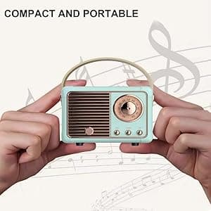 Retro Bluetooth Speaker, Wireless Portable Speaker with Crystal Clear Stereo Sound and Rich Bass, Vintage Decor, Retro Decor, Gifts for Teen Girls Boys Women (Blue)