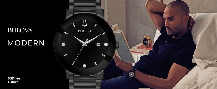 Bulova Men's 3-Hand Quartz Watch with Diamond Dial and Edge to Edge Crystal