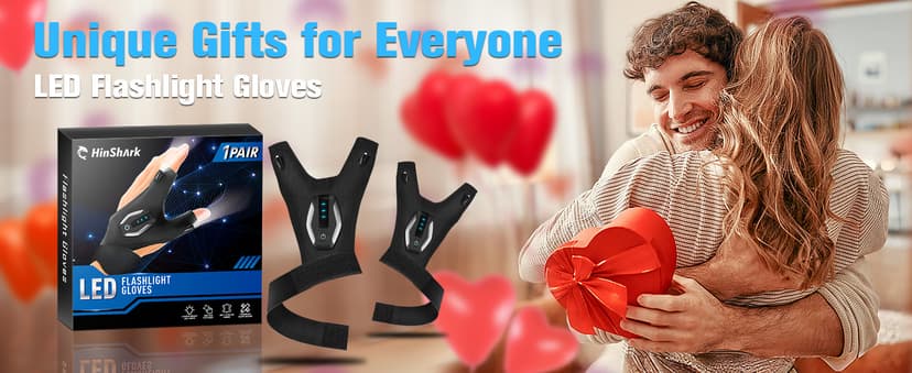 Stocking Stuffers Gifts for Men LED Flashlight Gloves, Mens Gifts for Christmas Anniversary Birthday Gifts for Men Dad Husband Him Husband, Camping Essentials Cool Gadgets Tools for Fishing Repairing