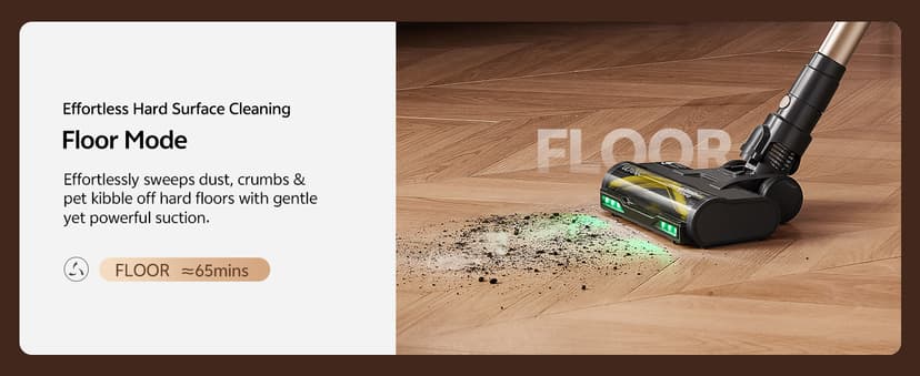 Ultenic Cordless Vacuum Cleaner, 550W 50KPA 65min Runtime, Stick Vacuum with Green Light, Self-Standing & 180° Lay-Flat, Anti-Tangled Brush, Vacuum Cleaners for Home/Hard Floor/Carpet/Pet Hair, U15