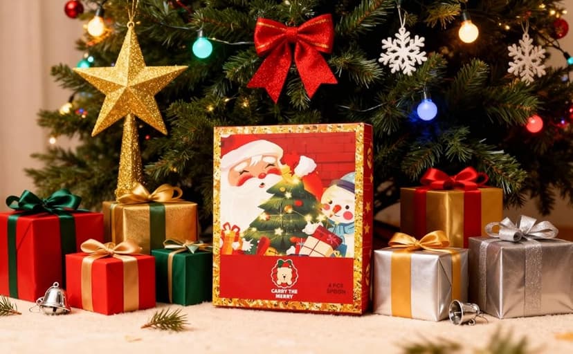 Christmas Teaspoon Gift Set of 4 |Premium 5.6 Inch Stainless Steel Small Spoon | Coffee Spoons for Dessert & Tea | Christmas Decorations Indoor & Kitchen Decor | Hostess Gifts