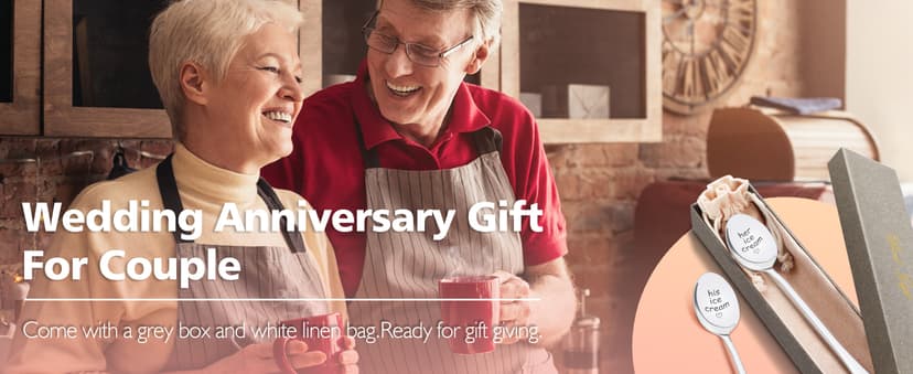 PRSTENLY Wedding Gifts for Couples 2025, 2 Pcs His and Hers Ice Cream Spoon Anniversary Engagement Gifts for Couple Him Her Boyfriend Girlfriend Graduation Christmas Birthday