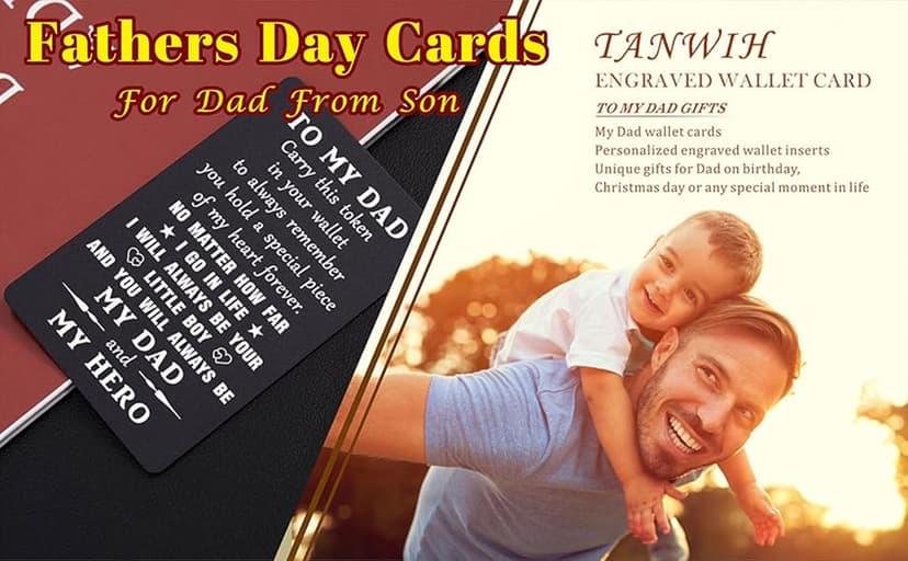 TANWIH Gifts for Dad You Are My Hero - Best Dad Birthday Gifts from Son, Father Son Engraved Wallet Card, Meaningful Fathers Day Christmas Presents for Men