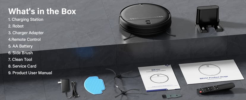 Robot Vacuum and Mop Combo, 2-in-1 Robot Vacuum Cleaner, Perfect for Pet Hair, Hard Floor and Carpet, Anti-Bump, Anti-Fall, App, Voice and Remote Control