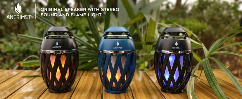 ANERIMST Unique Gifts for Men, Outdoor Bluetooth Speaker Waterproof Wireless with Torch LED Light, Birthday Gift for Boyfriend Him Dad, Cool for Garden, Patio, Outside (Black)