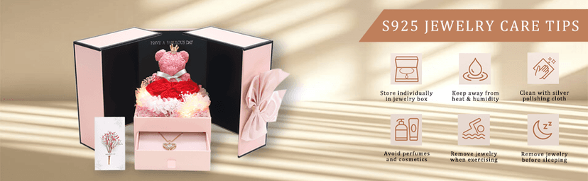 Preserved Red Rose Gift Box with Heart Necklace Eternal Real Rose Dainty Love Pendant Romantic Gift for Women on Anniversary, Birthday, Valentine’s Day