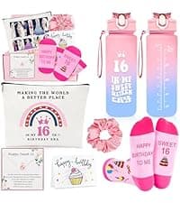 Sweet 16 Birthday Party Decorations for Girls, Sweet 16 Sash and Tiara, Cake Toppers, Number Candles and Balloons, 16th Birthday Gifts for Girls