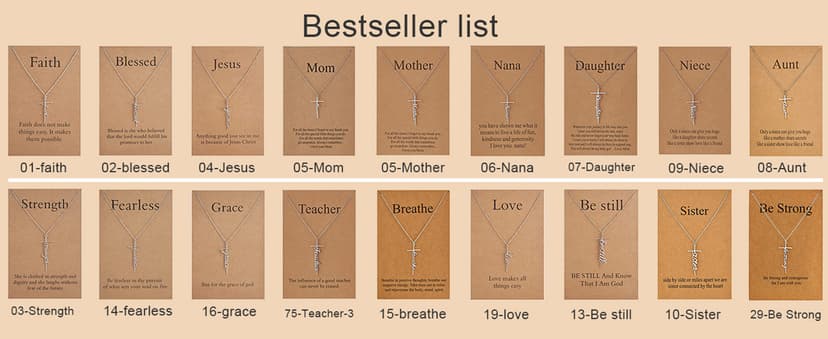 Lcherry Faith Cross Pendant Necklace for Women Religious Christian Jewelry Mother's Day Gifts for Women